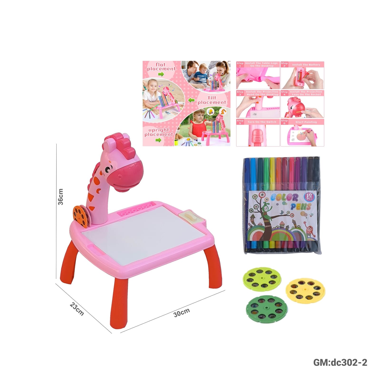 Children LED Projector Art Painting Table Desk "dc302-2"