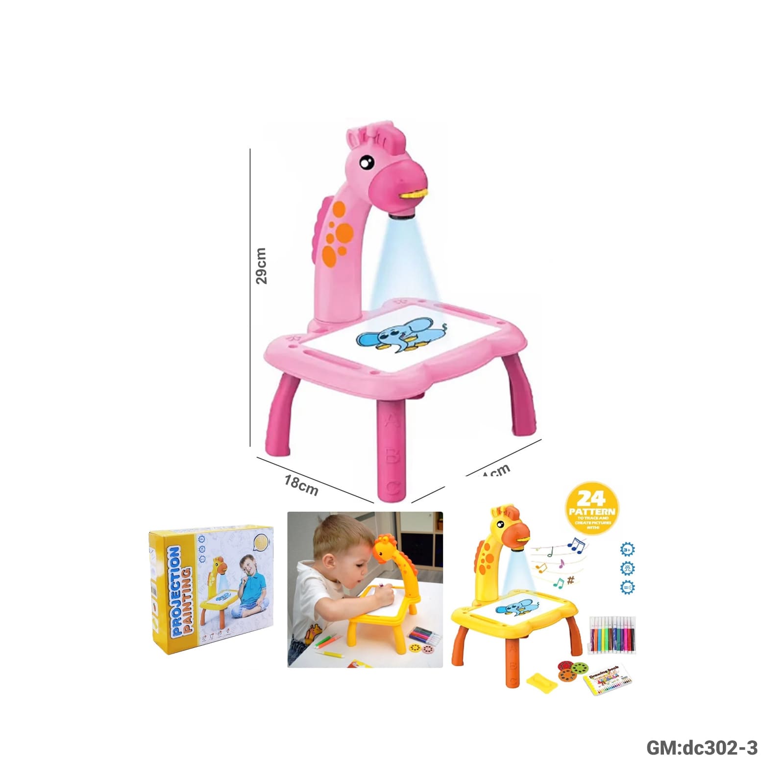 طاولة مكتب للرسم بمشروع البروجيكتور الخاص بالأطفال LED "388-7"