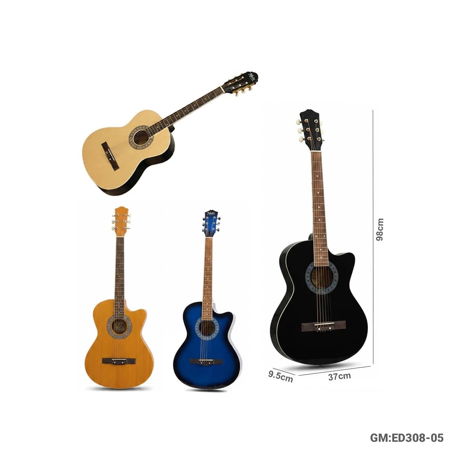 Classical Acoustic Guitar for Entertainment & Musical Practice – Full Size String Guitar (98 cm) – ED308-05