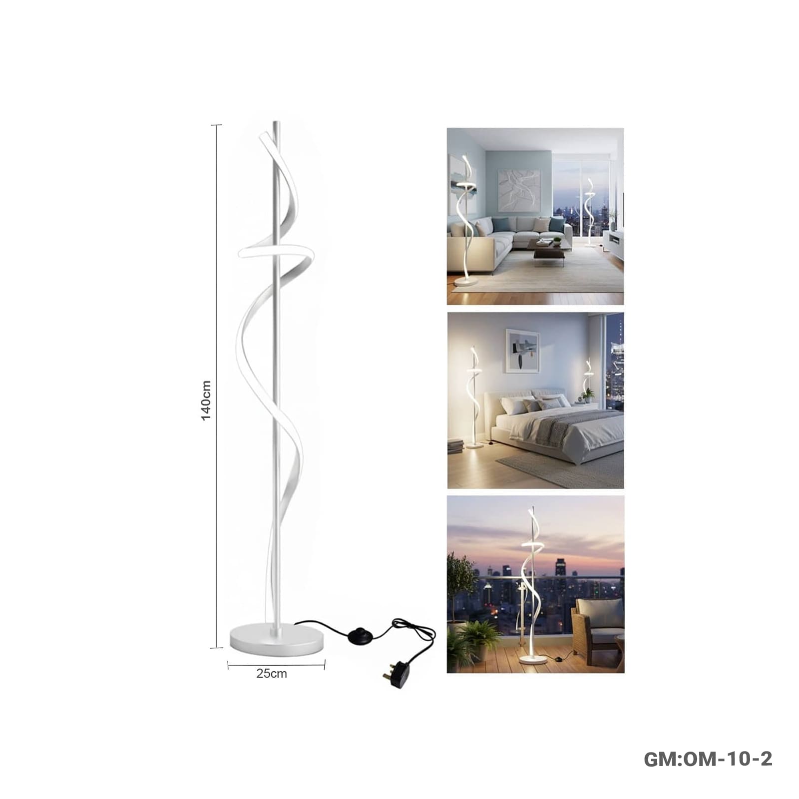 Bedside LED Floor Nordic Lamp – Minimalist Spiral Vertical Design (Model OM-10-2)
