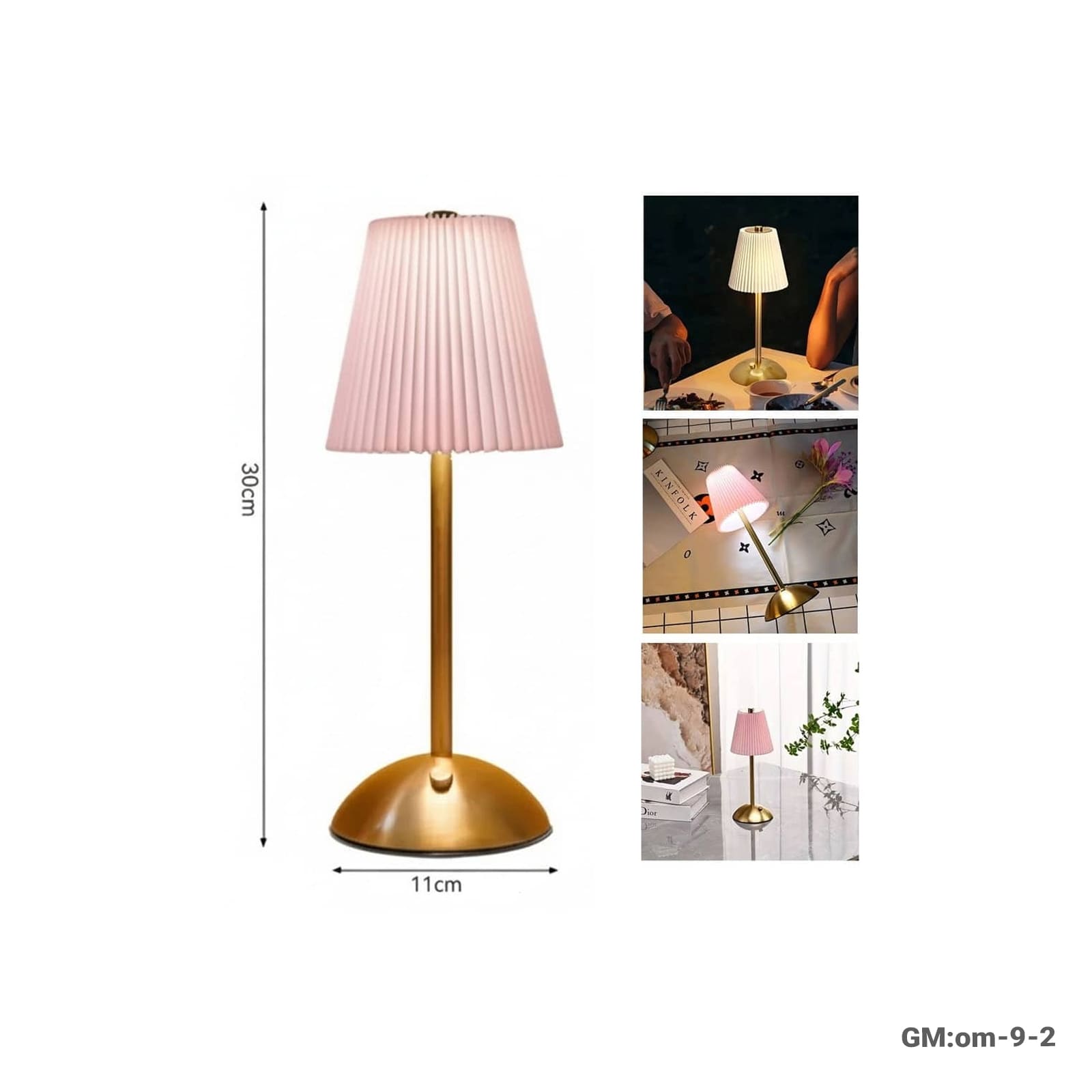 LED Desk Lamp with Pleated Shade – Touch Control, 3 CCT "om-9-2"