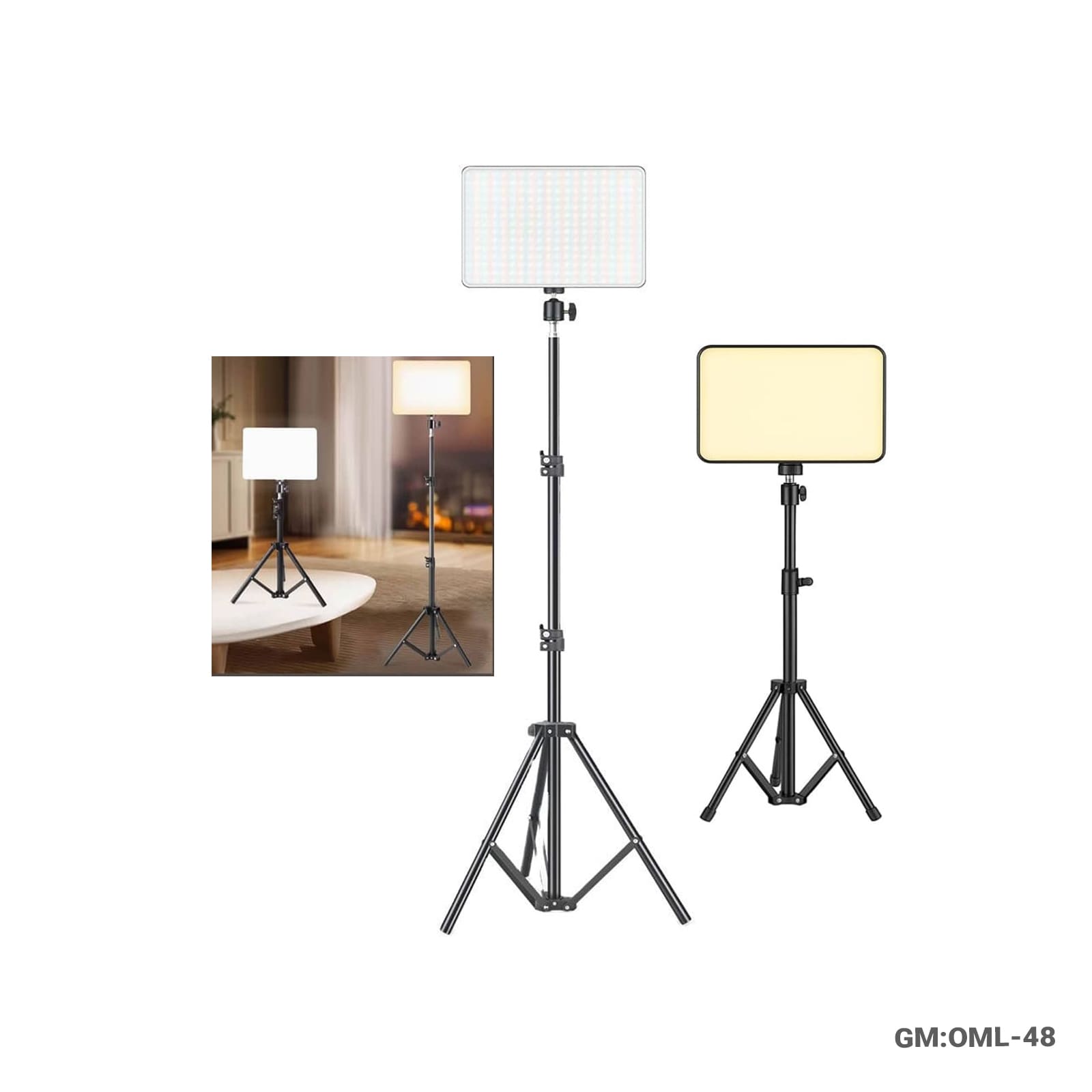 Height Adjustable Photography LED Light Tripod Stand (OML-48)