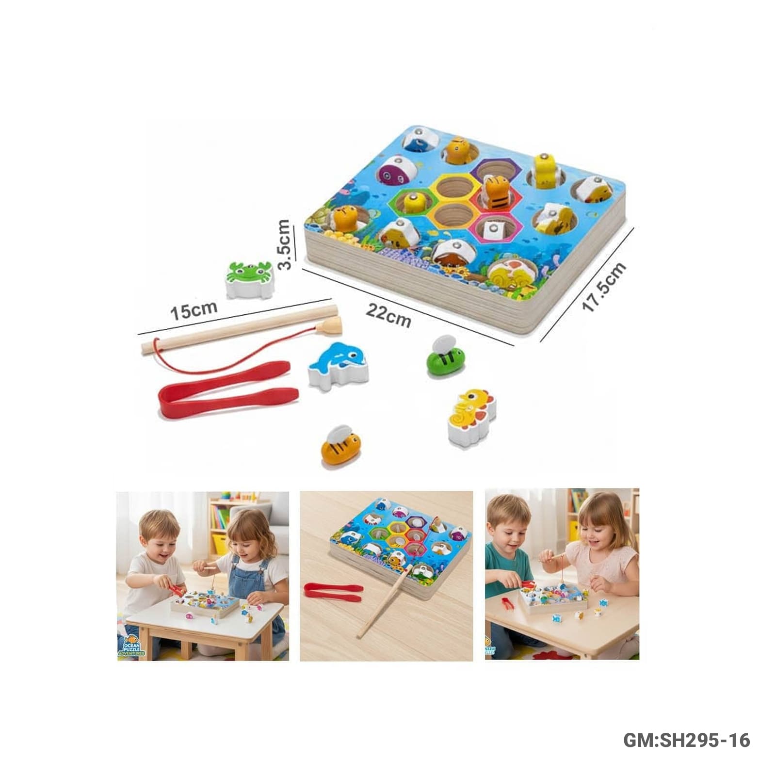 Wooden Magnetic Fishing Learning Board – Color Sorting Puzzle Game for Kids (SH295-16)