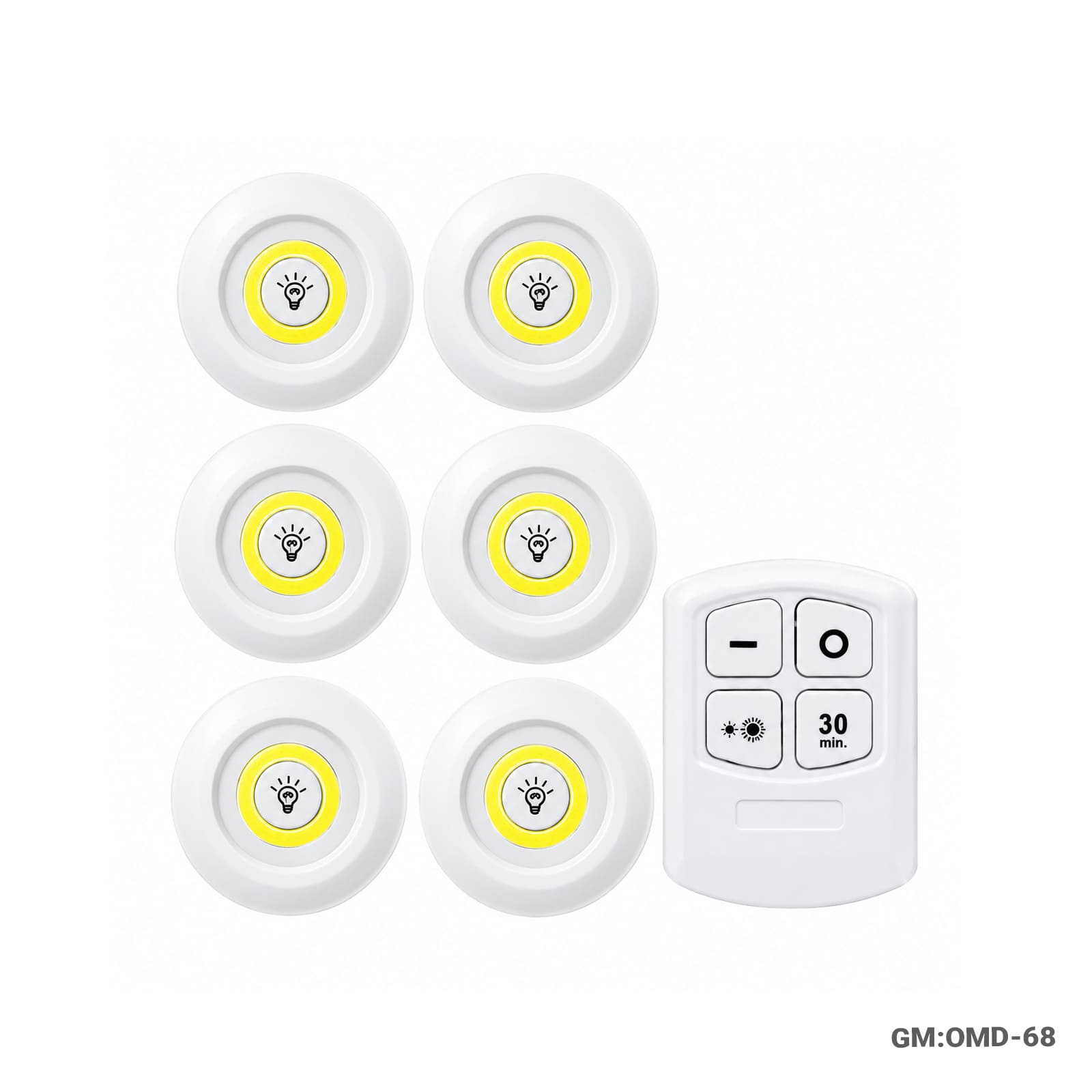 6pcs Wireless LED Touch Lights with Remote Control – Battery Operated Cabinet and Closet Lighting Set (OMD-68)