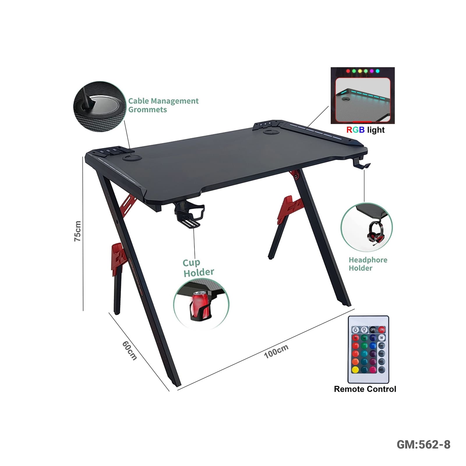 CHATTY Computer Gaming Desk with RGB 100CM "562-8"