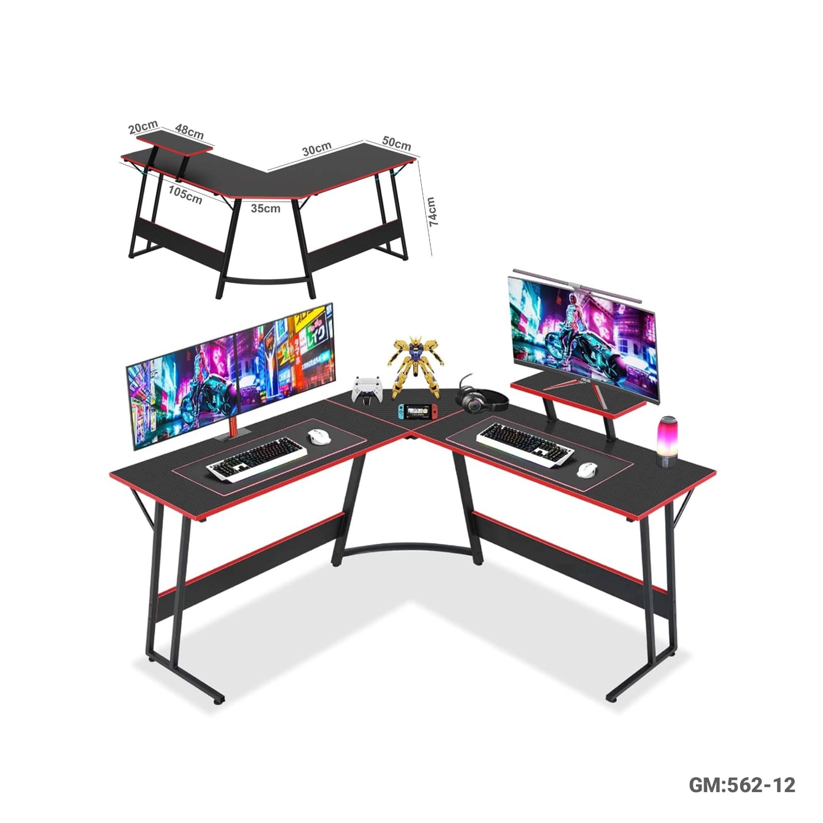CHATTY L-Shaped Gaming Desk & Corner Office Desk"562-12"