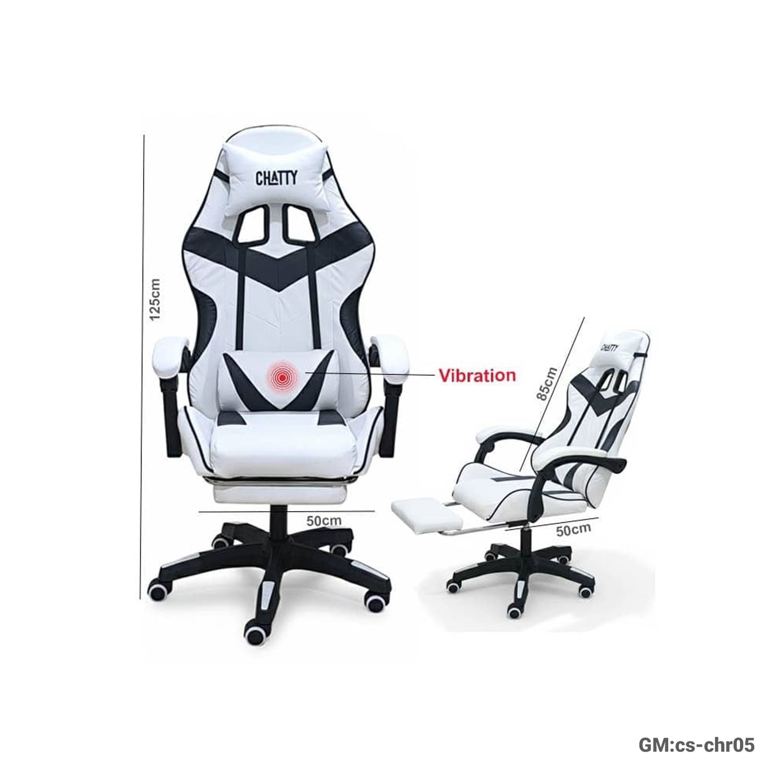 adjustable gaming chair with retractable footrest"cs-chr05"