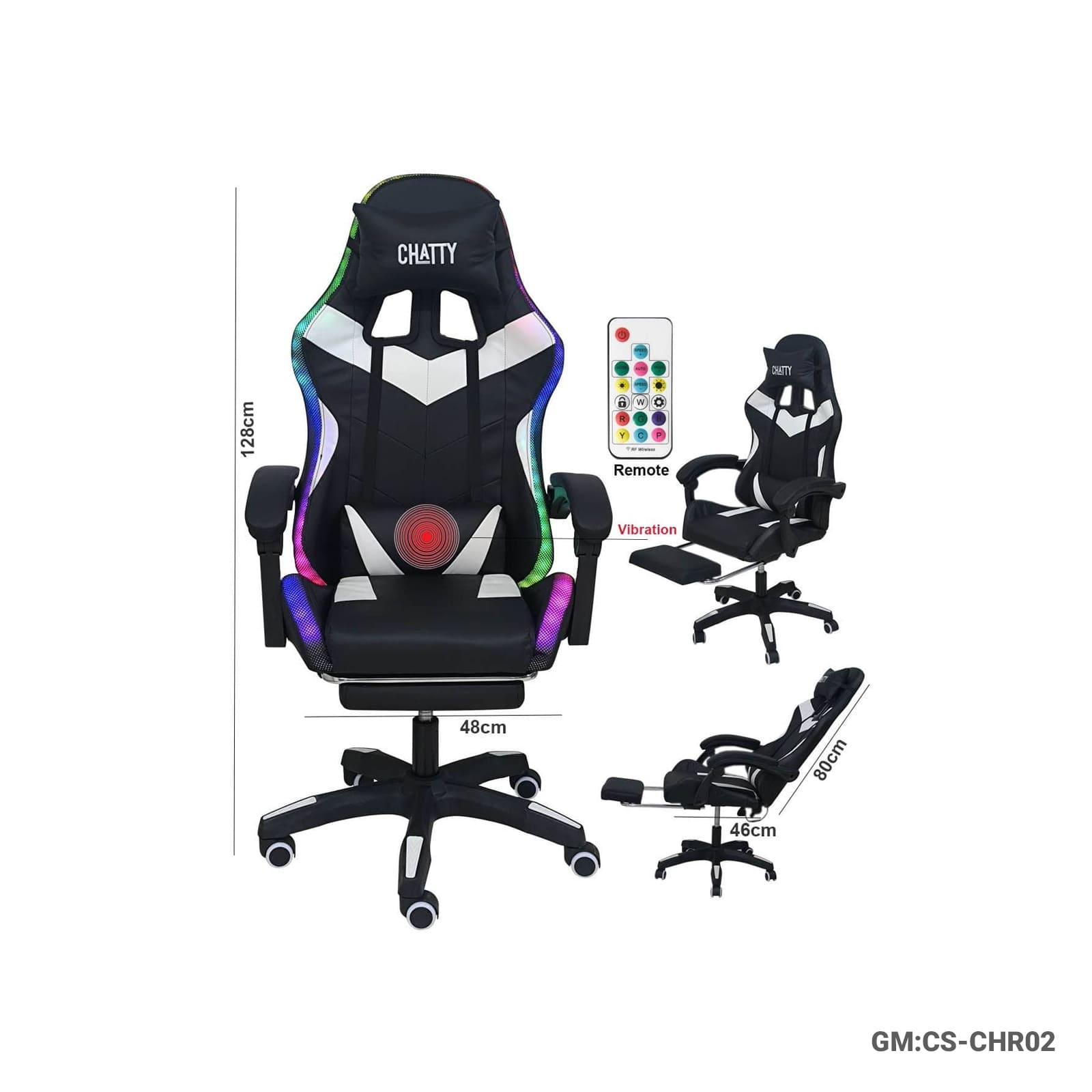 RGB Comfortable Leather Gaming Chair with Footrest"CS-CHR02"