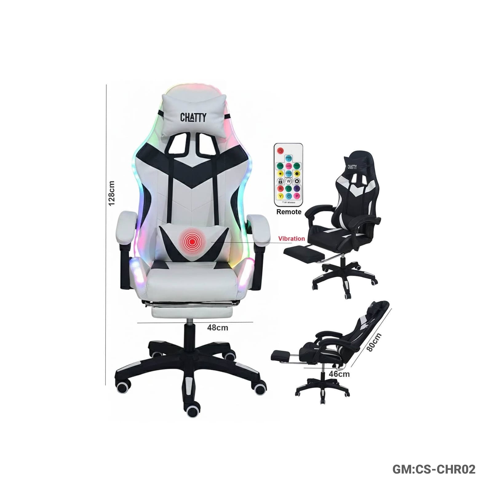 RGB Comfortable Leather Gaming Chair with Footrest"CS-CHR02"