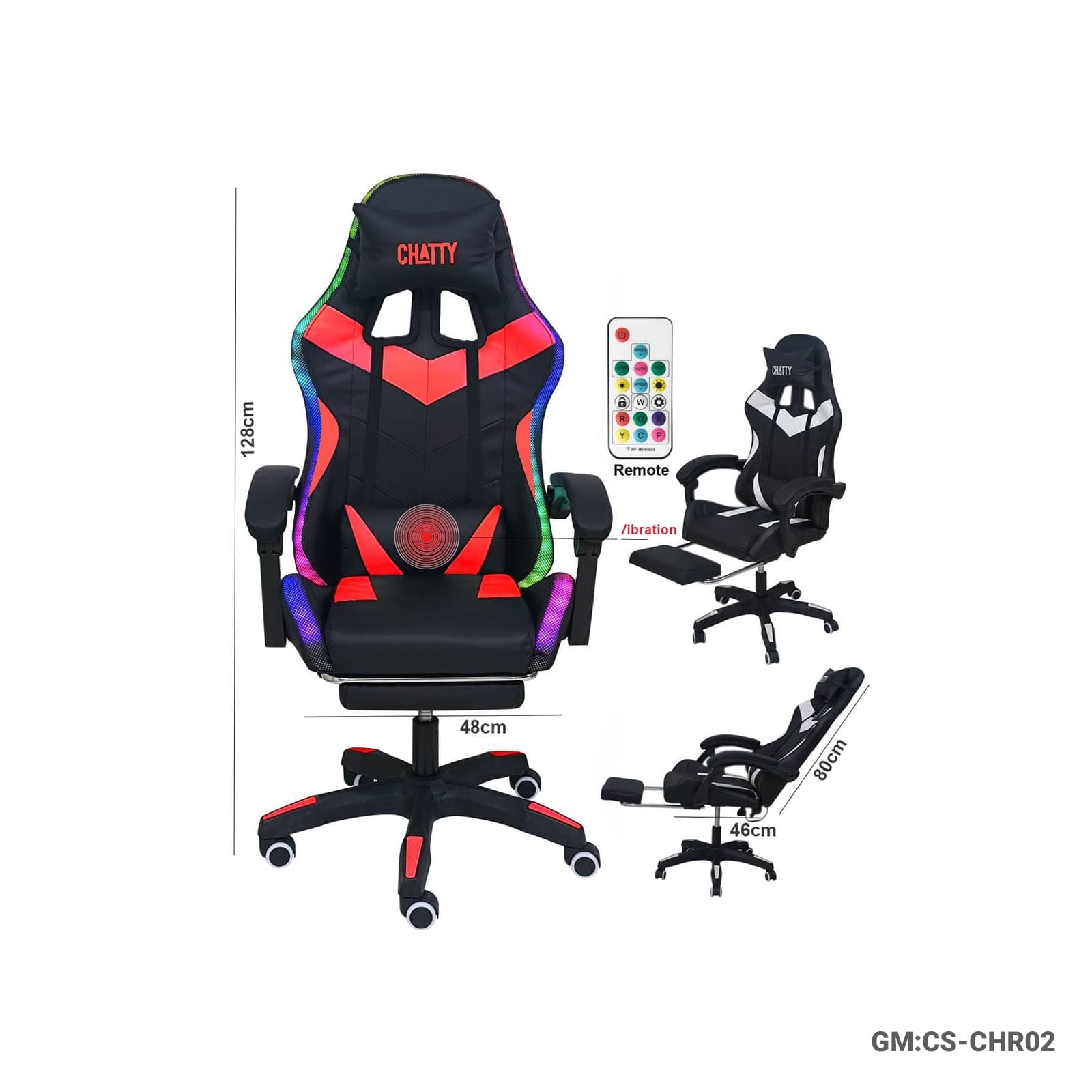 RGB Comfortable Leather Gaming Chair with Footrest"CS-CHR02"