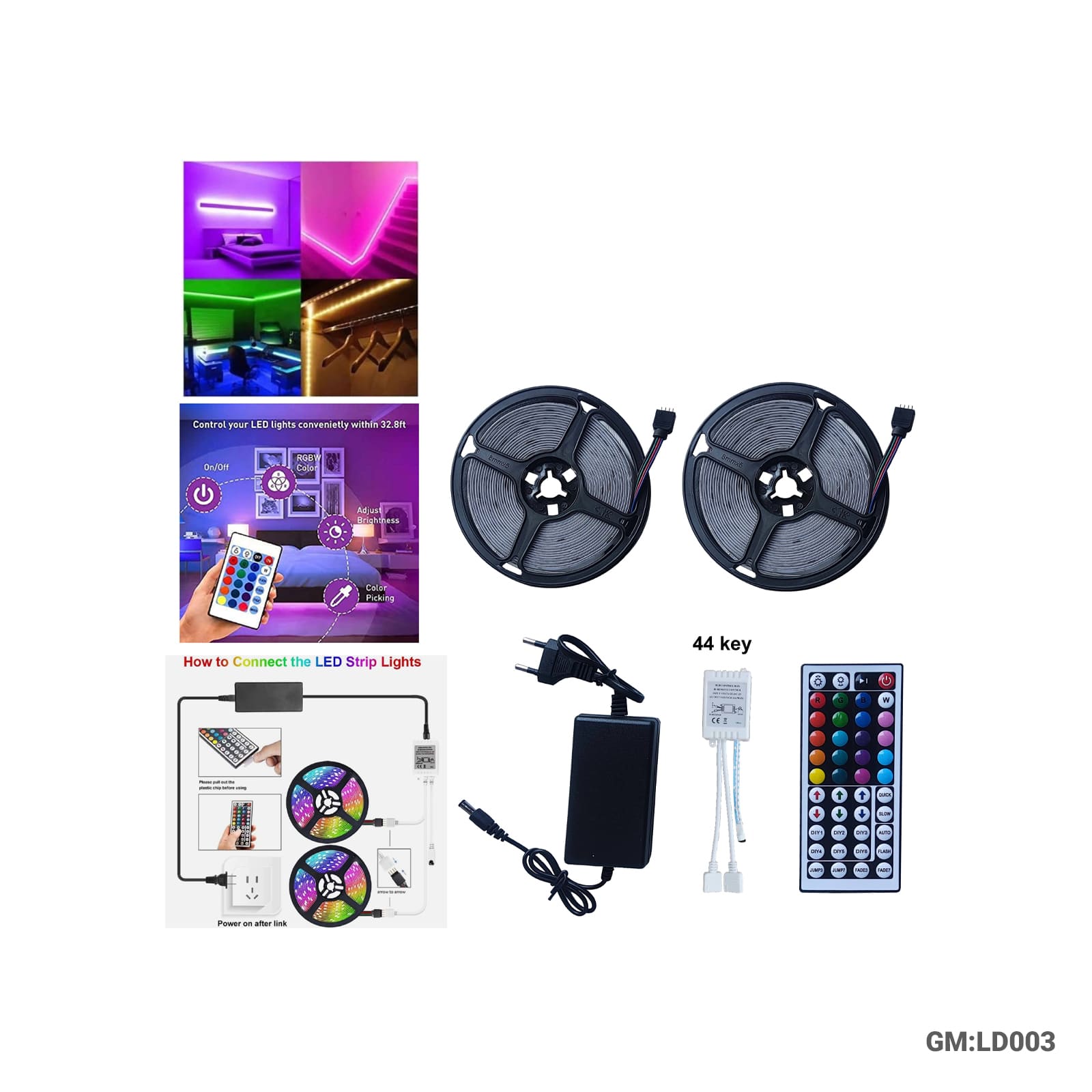 شريط ضوء LED RGB مع جهاز تحكم عن بعد "LD003"
