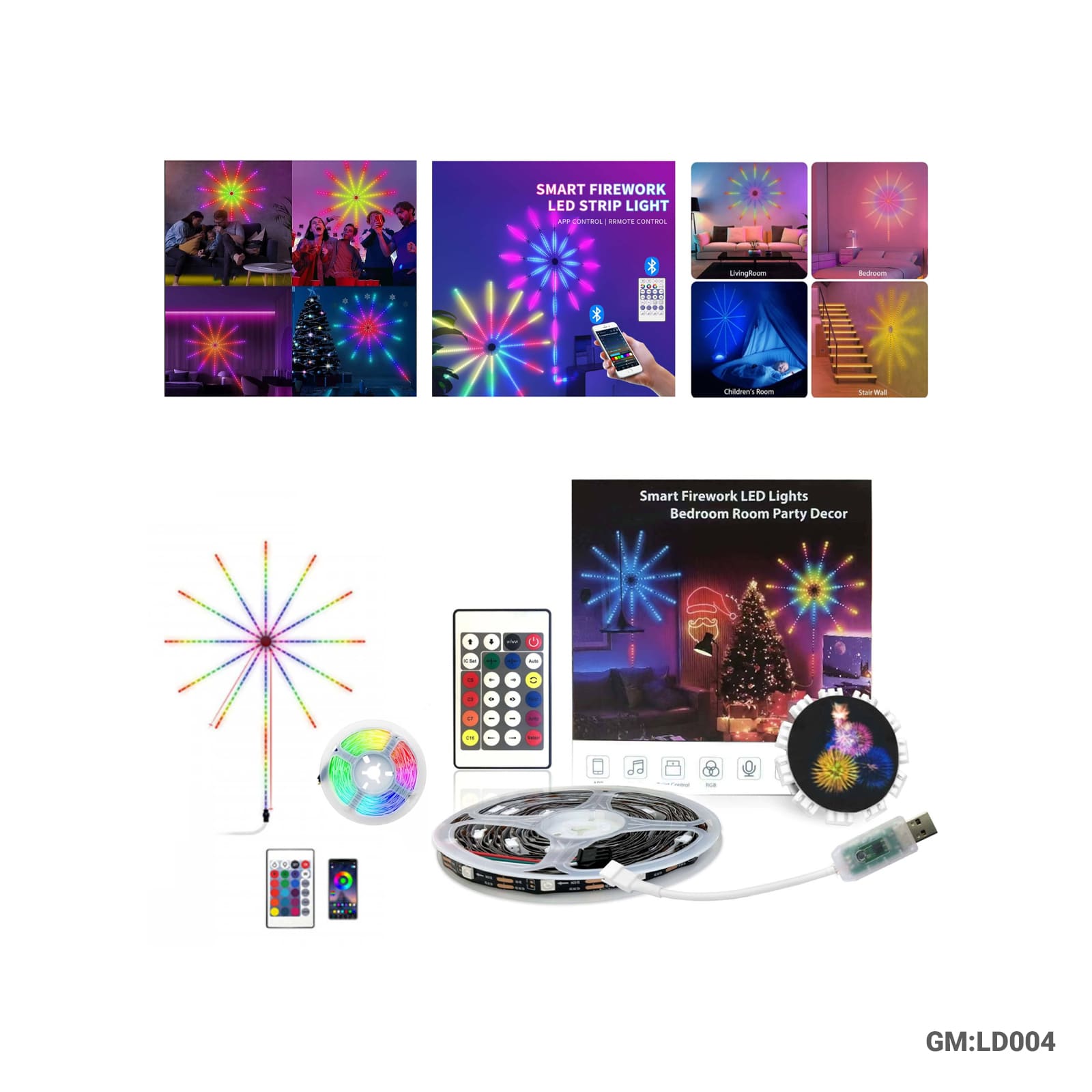 شريط إضاءة LED RGB شعلة نار تحكم ذكي بالتطبيق "LD004"