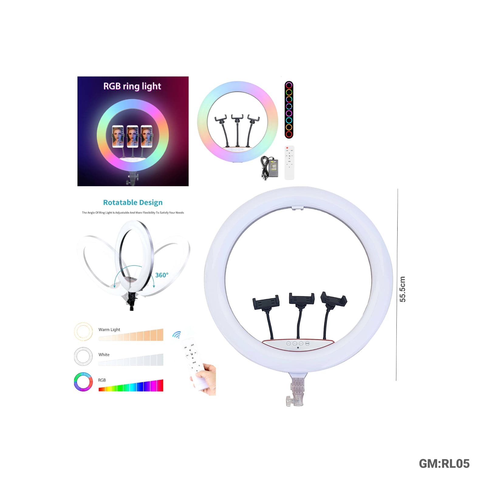22 inch RGB LED Livestreaming lamp "RL05"