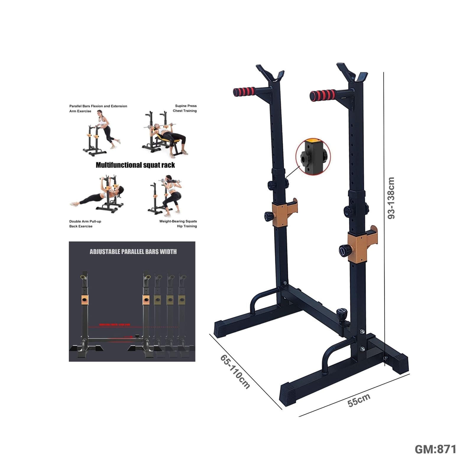 Multi-Function Adjustable Dipping Station Workout Rack "871"