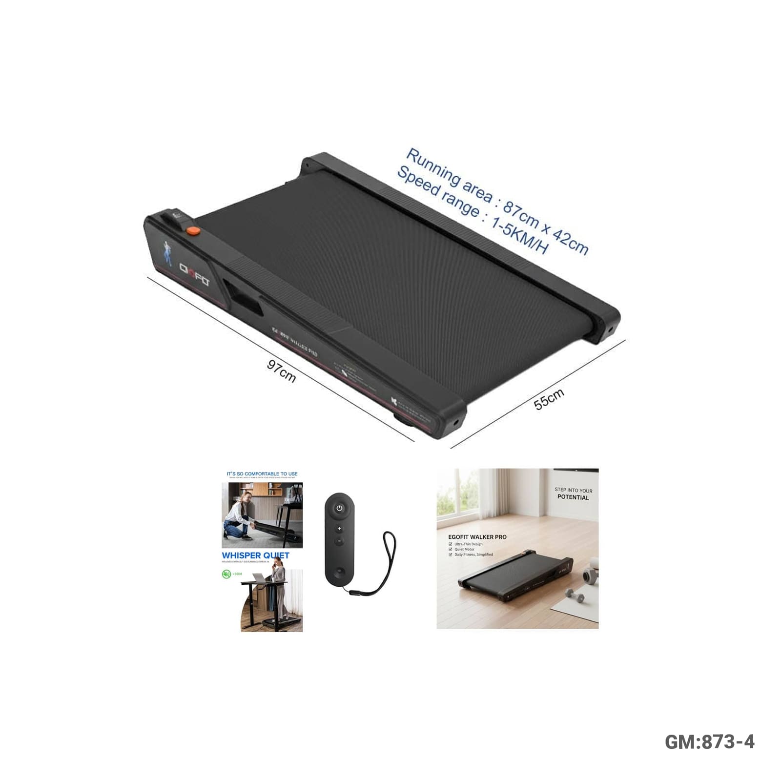 EGOFIT Walker Pro – Smart Under-Desk Treadmill for Home & Office Use "873-4"