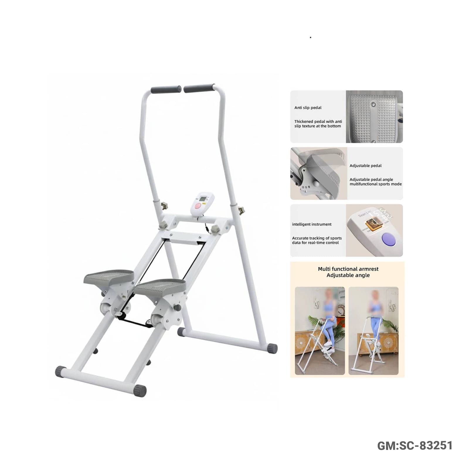 Stair Stepper for Home Gym – Foldable Vertical Stair Climber with Adjustable Handlebar (SC-83251)