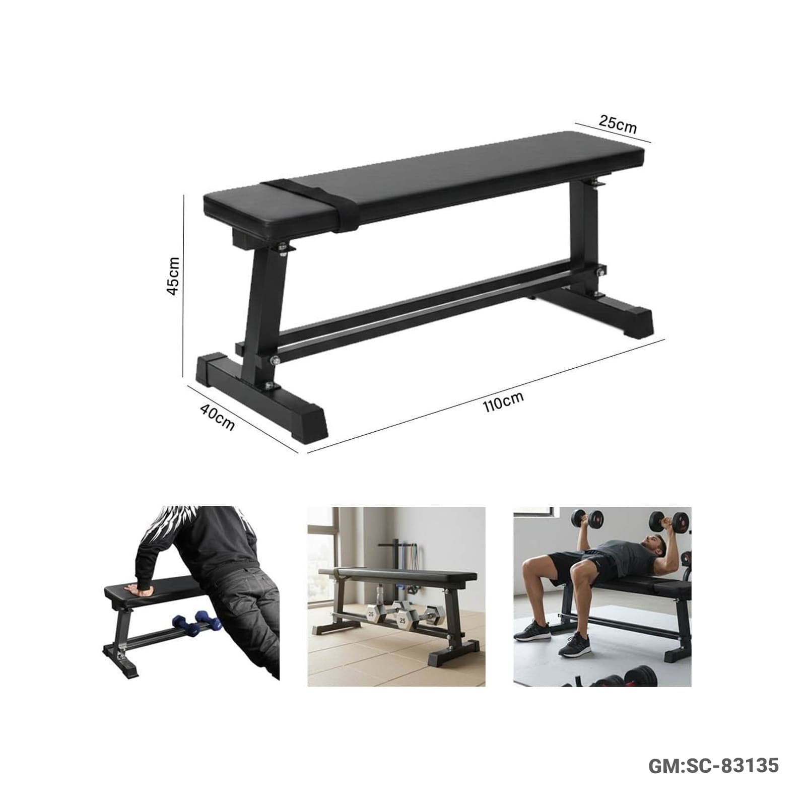 Flat Multi-Functional Dumbbell Bench with Built-in Dumbbell Rack – SC-83135