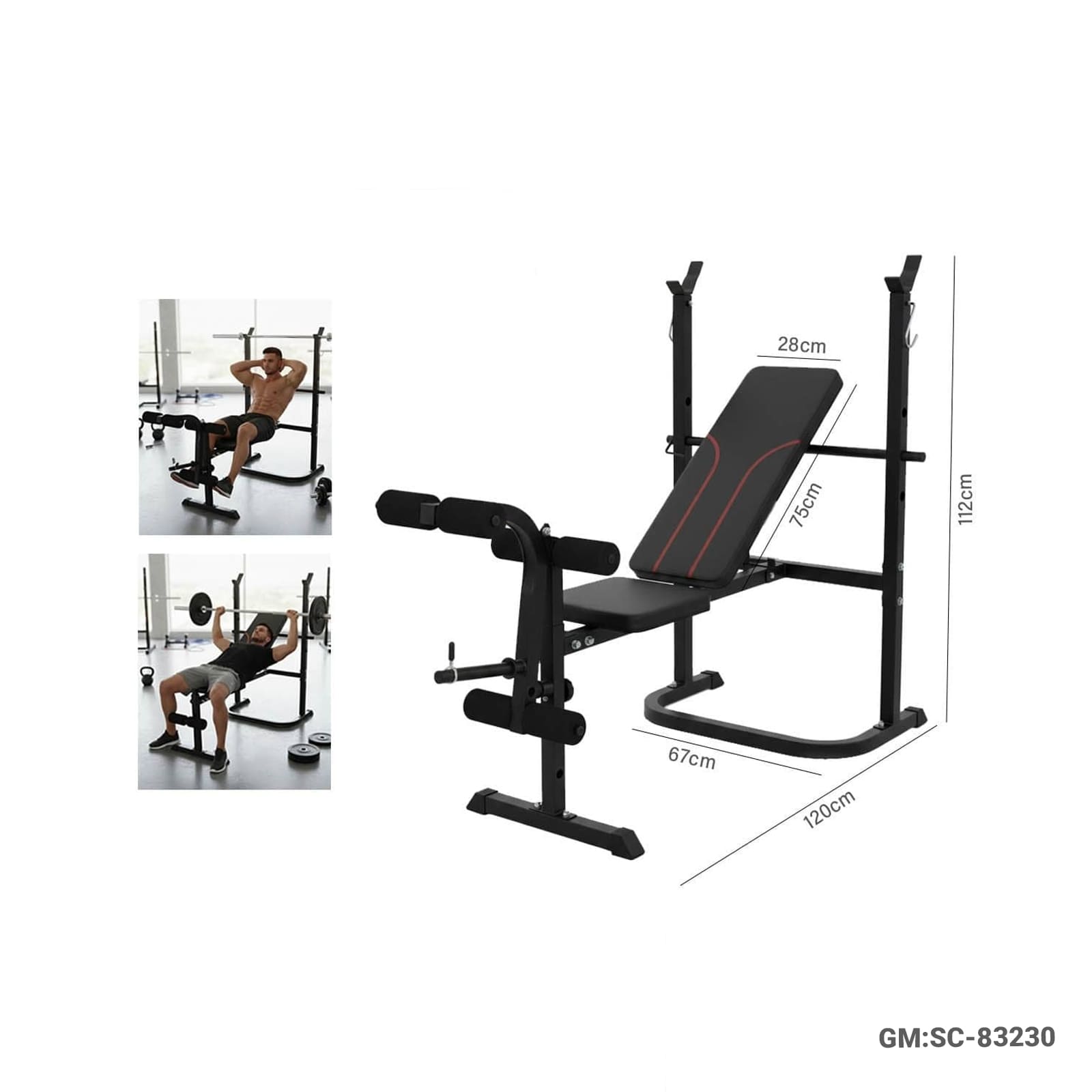 Multi-Functional Weightlifting Bench with Barbell Rack & Leg Developer – SC-83230