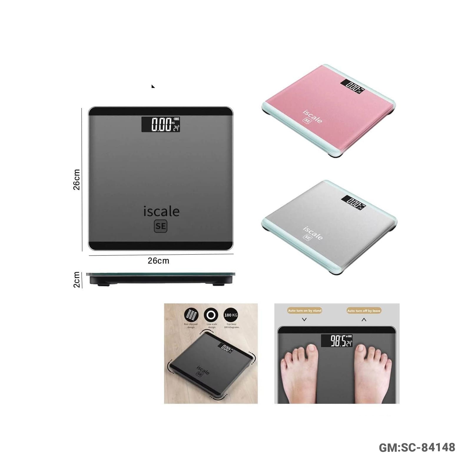ميزان وزن رقمي مع عرض درجة الحرارة (LCD 4 أرقام) – SC-84148
