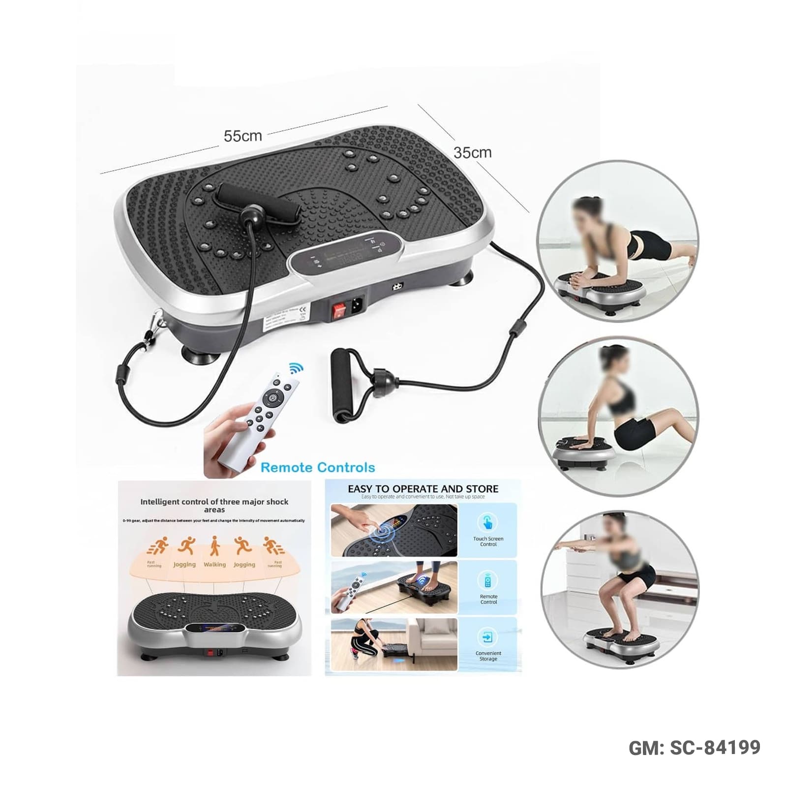 Body Slimming Vibration Plate (Fitness Vibration Platform with Remote) – SC-84199