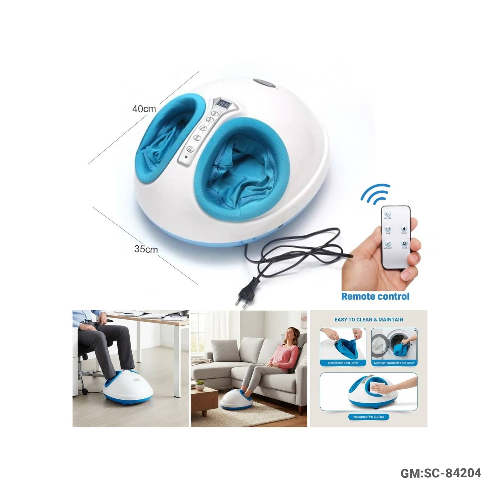 جهاز تدليك القدمين الكهربائي مع تسخين والتحكم عن بُعد – SC-84204