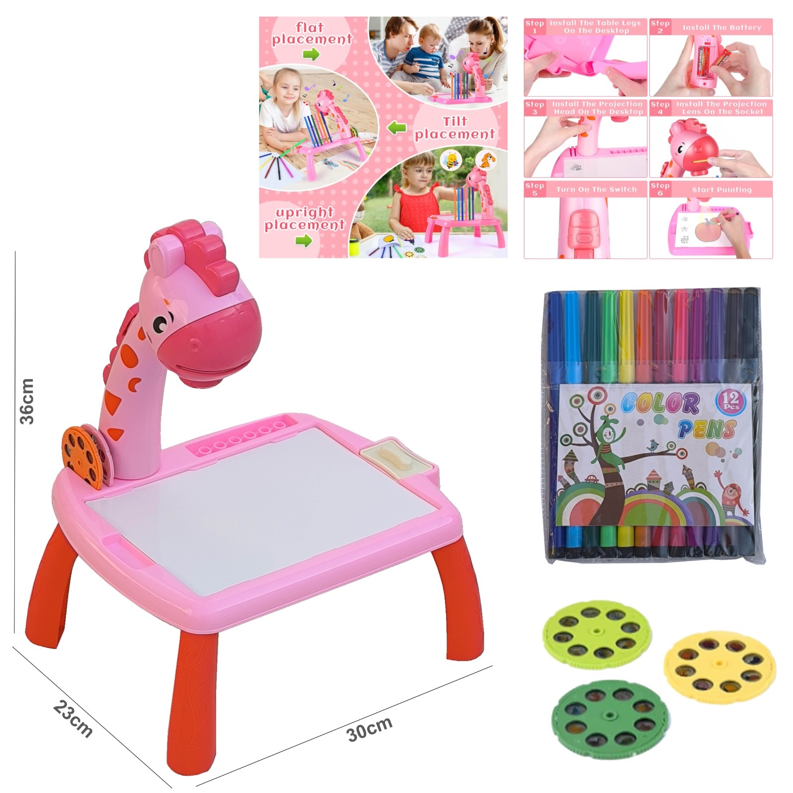 Children LED Projector Art Painting Table Desk "dc302-2"