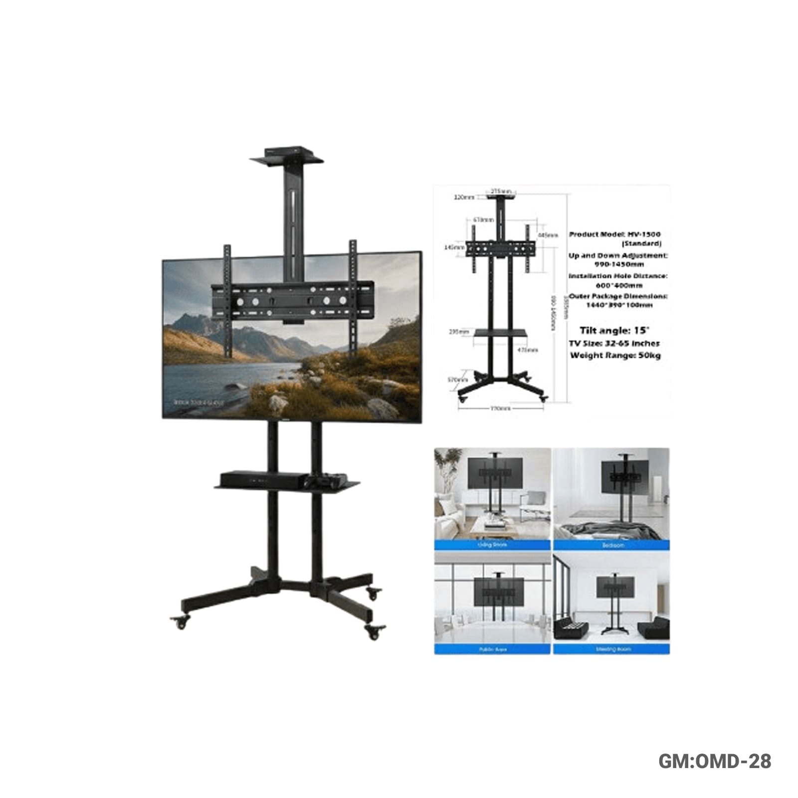TV Stand Trolley with Wheels – 32″ to 65″OMD-28"