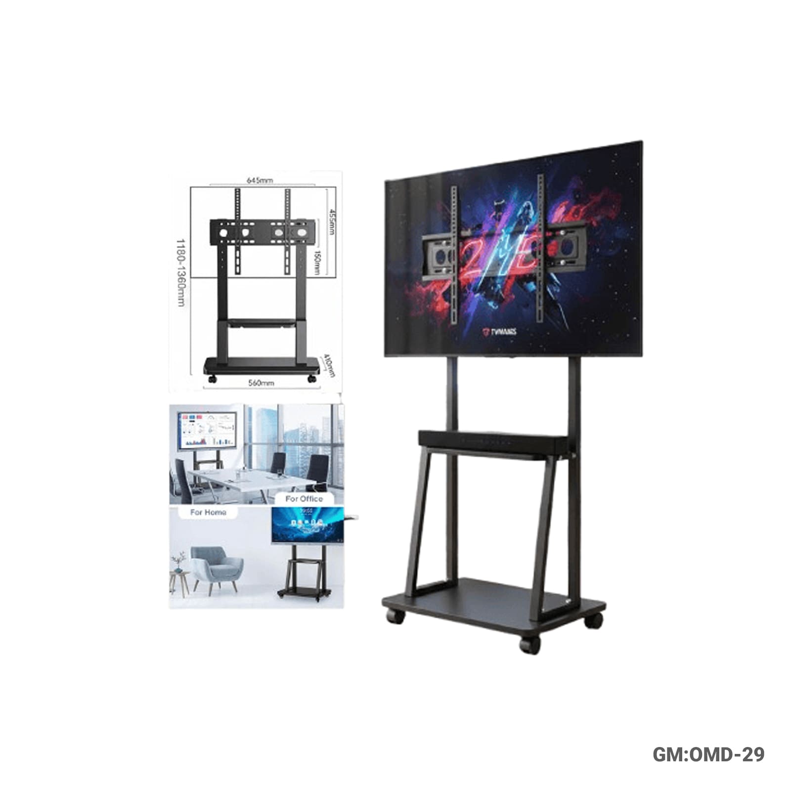 Mobile TV Stand Trolley with Wheels – 32″ to 70″"OMD-29"