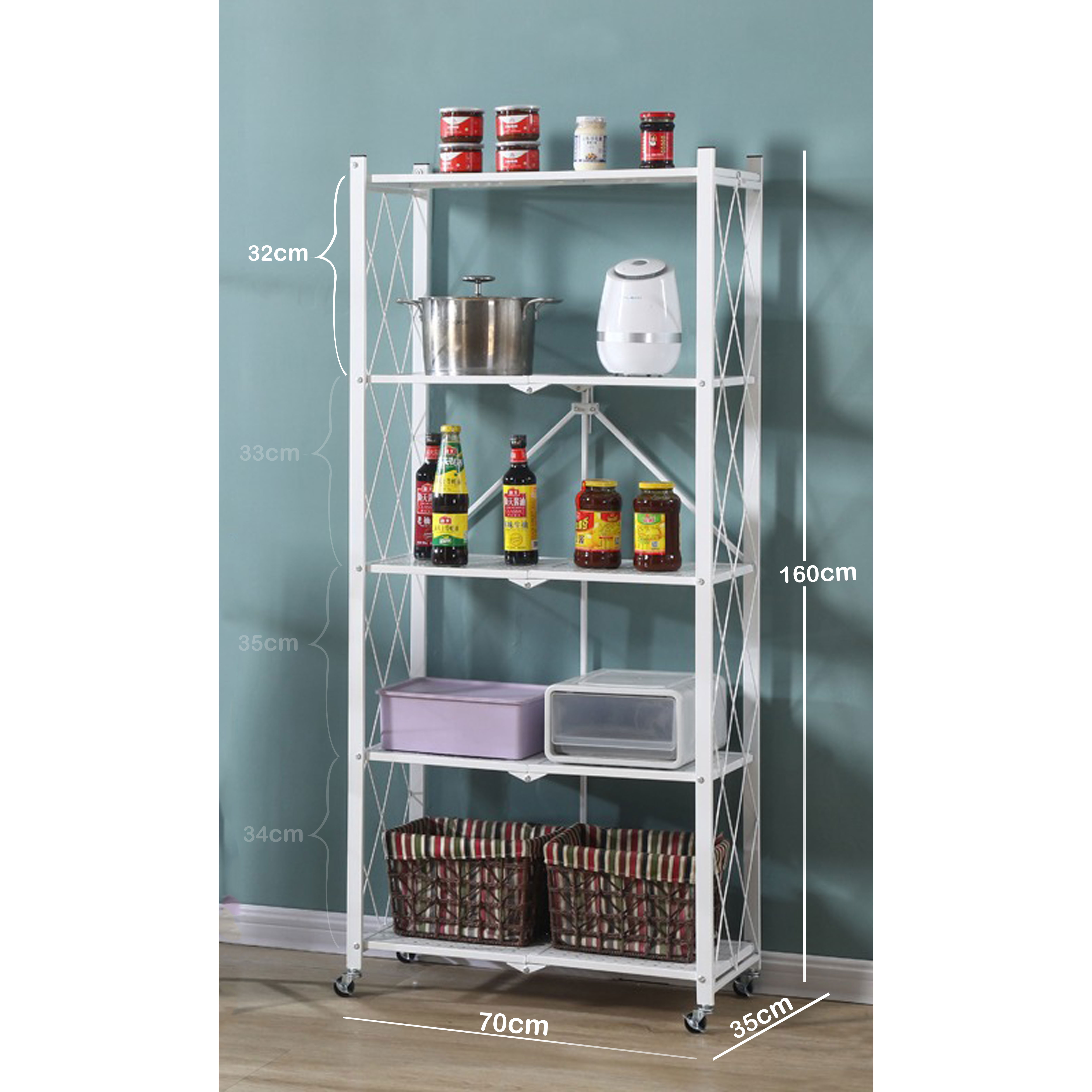 Kitchen  Folding Shelf, Multi-Function Wheel ,Storage Rack "539-4"