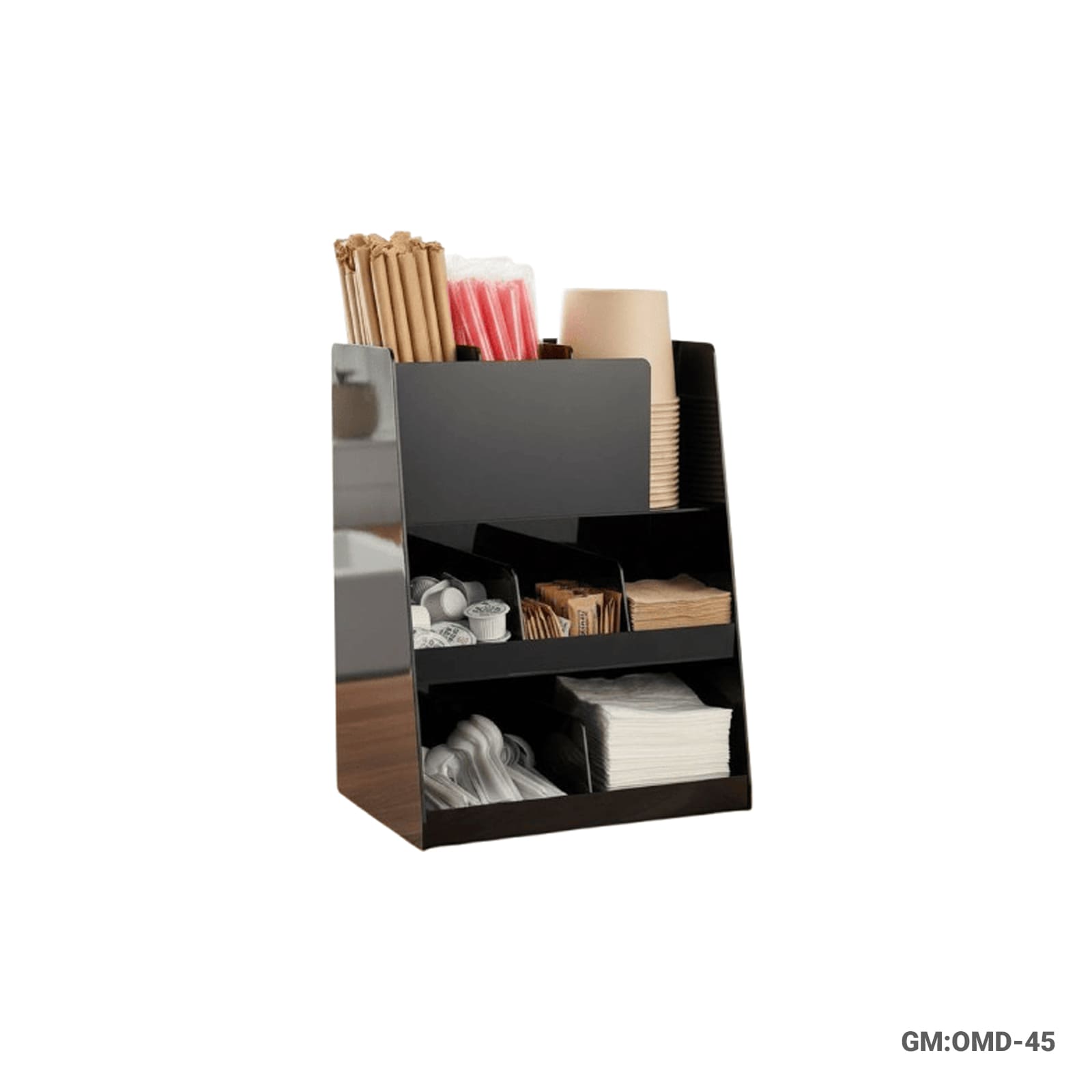 8-Compartment Coffee Bar Organizer for Countertop Storage"OMD-45"