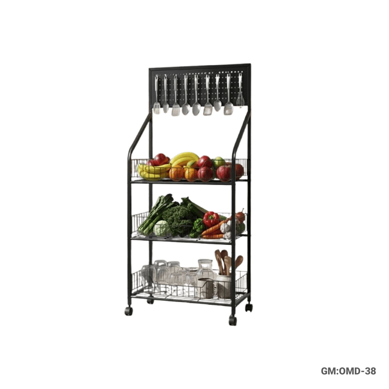 Rolling Storage Rack Cart for Vegetables, Fruit & Snacks"OMD-38"