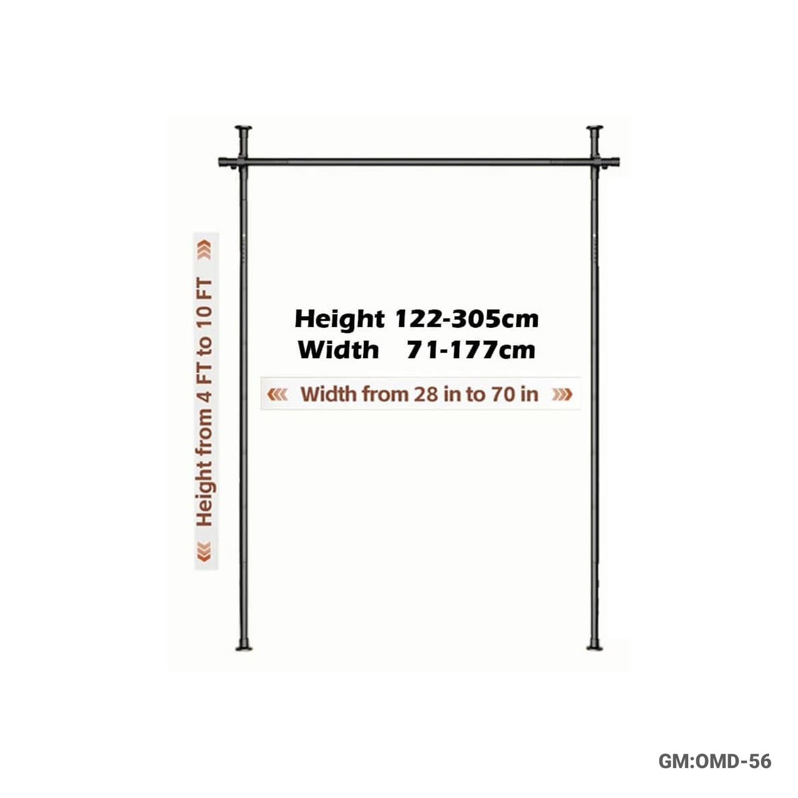 Adjustable Floor-to-Ceiling Room Divider Curtain Rod (No Drilling) | OMD-56