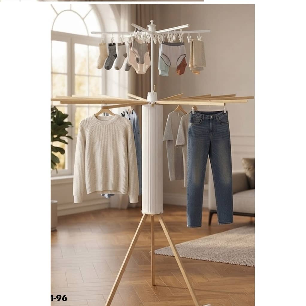 Foldable Bamboo-Style Clothes Drying Stand (om-96)