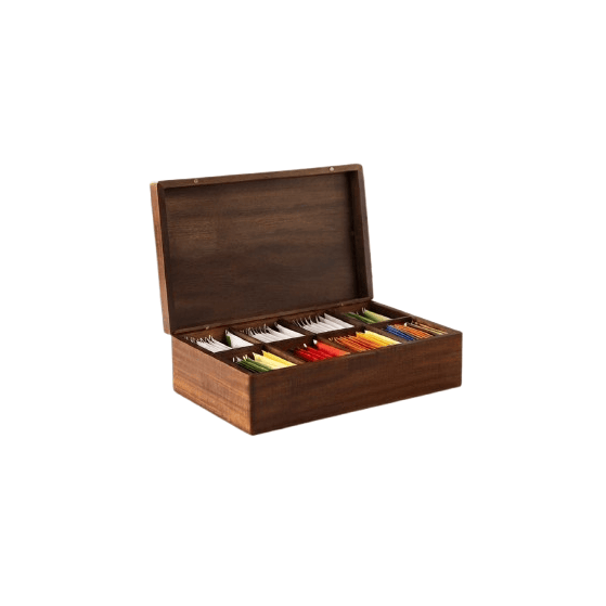 8-Compartment Acacia Wooden Tea Bag Storage Box (OMD-81)