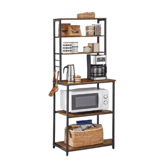 6-Tier Kitchen Storage Rack with Coffee Bar, Microwave Stand & Baker's Rack (OMD-89)