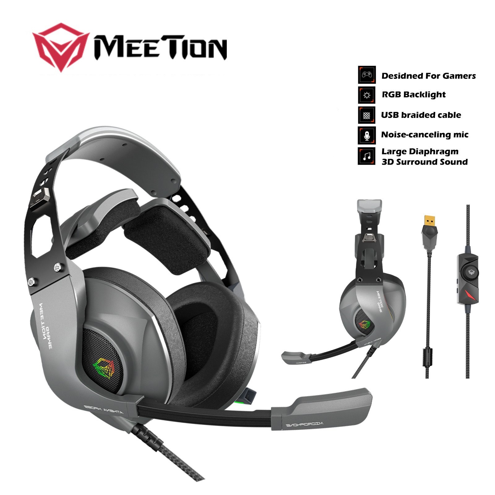 MEETION RGB BACKLIT GAMING HEADSET "mt-hp099"