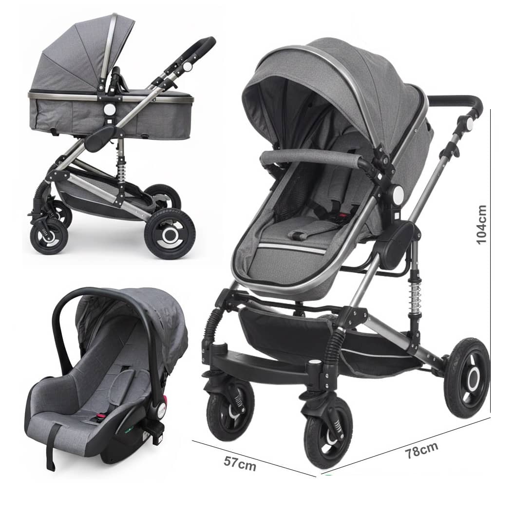 3-in-1 Baby Stroller & Car Seat Travel System with Carrycot and Storage Basket – ST026-4