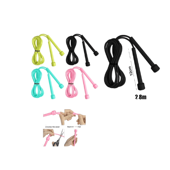 PVC Adjustable Skipping Rope 2.8M – Fitness Jump Rope for Adults & Kids
