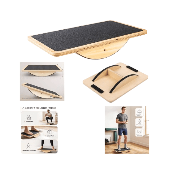Anti-Slip Wooden Balance Board – 120kg Capacity for Balance, Core & Stability Training