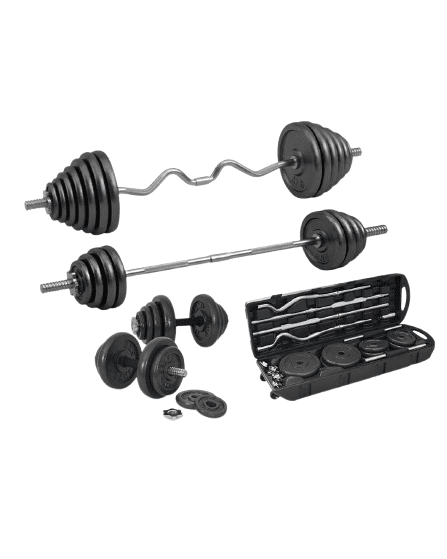 55KG Cast Iron Adjustable Barbell & Dumbbell Set – Complete Home Weight Training Kit