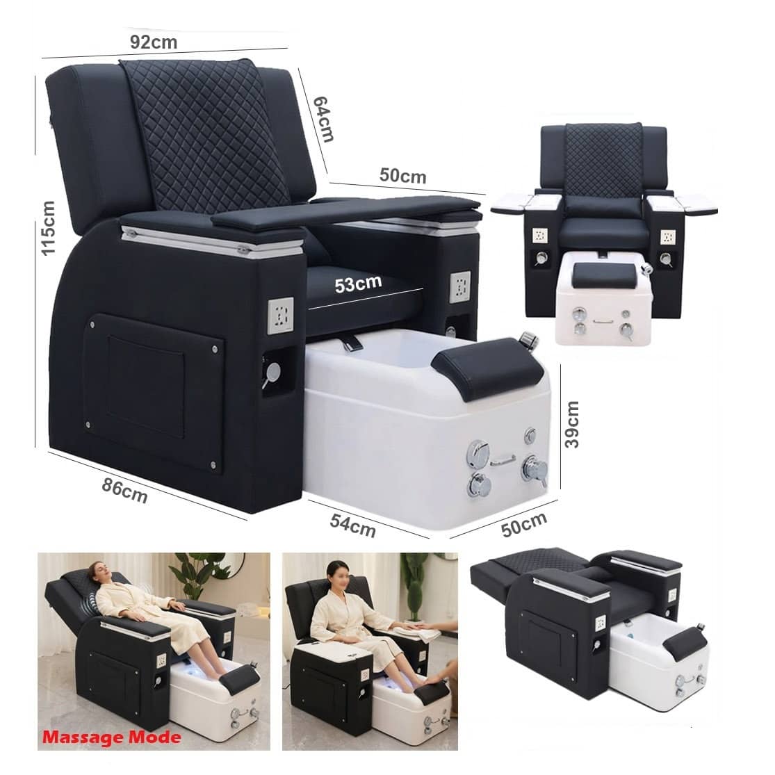 Luxury Modern Recliner Massage Pedicure Spa Chair with Foot Bath – Professional Nail & Beauty Salon Chair