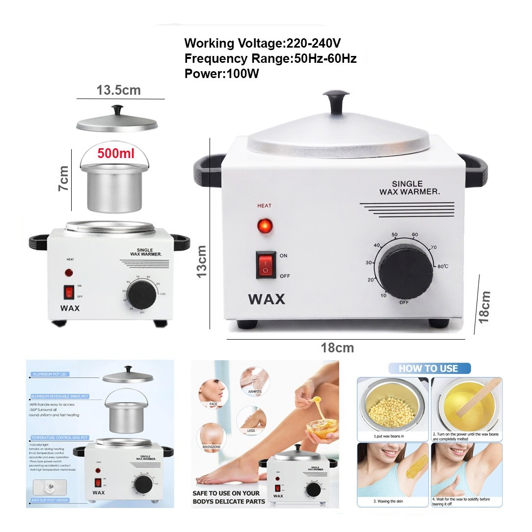 Electric Single Pot Wax Warmer Melting Machine 500ml – Adjustable Temperature 100W