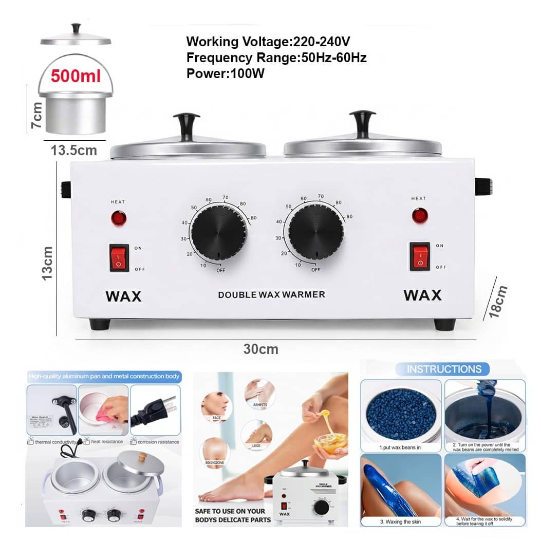 Electric Double Pot Wax Warmer Melting Machine – Dual 500ml Adjustable Wax Heater