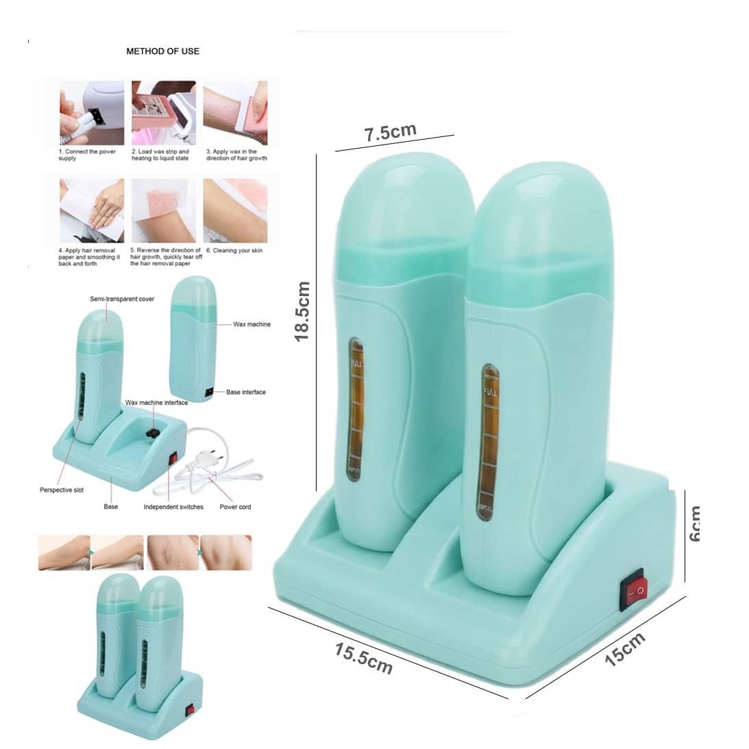 Double Roll-On Wax Heater Kit – Dual Cartridge Hair Removal Waxing Machine