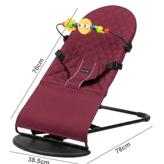 Foldable Baby Bouncer Chair with Toy Bar – Adjustable Reclining Baby Rocker 0–18 Months
