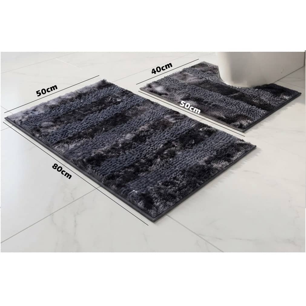2-Piece Non-Slip Bathroom Rug Set with U-Shaped Toilet Mat