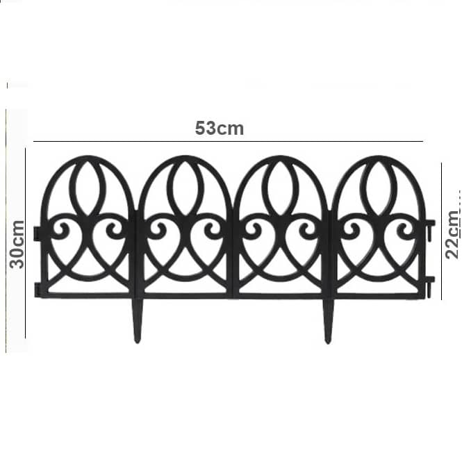 Interlocking Plastic Garden Border Fence Panel with Ground Stakes – 53cm
