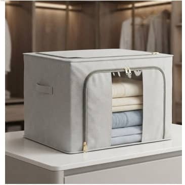 Foldable Wardrobe Clothing Storage Organizer Bag with Zipper & Clear Window