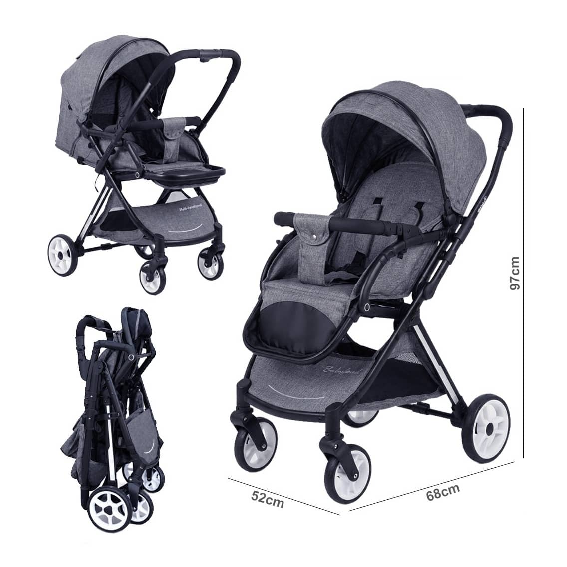 Baby Stroller with Foldable Design, Adjustable Canopy & Storage Basket – 0–36 Months
