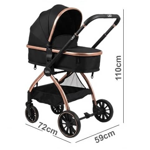 2-in-1 Baby Stroller with Bassinet Mode, Reversible Seat & Large Canopy – 0–36 Months